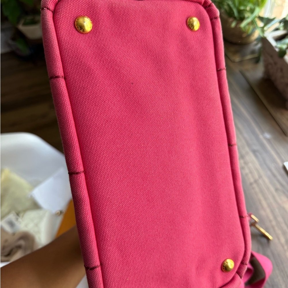 Prada Pink Canapa Canvas Tote Bag - Picture 5 of 10